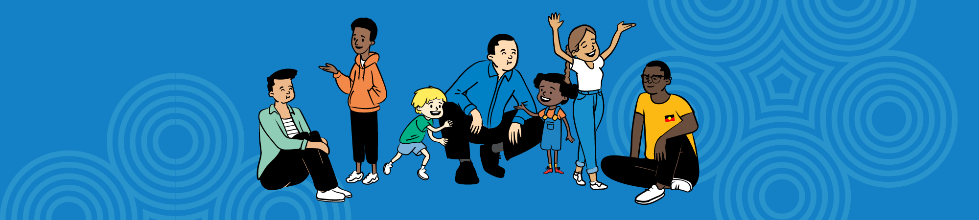 illustration of adults and children